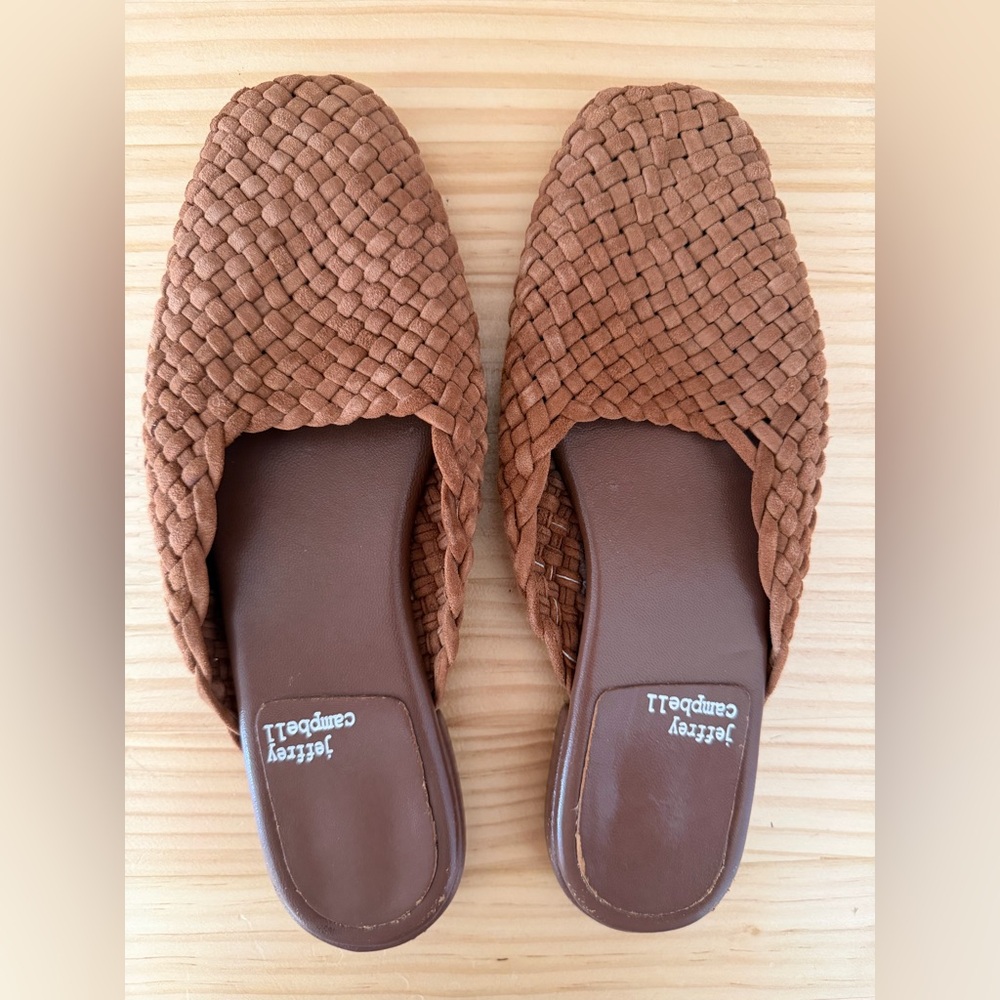 Jeffrey Campbell Tan Woven Mules